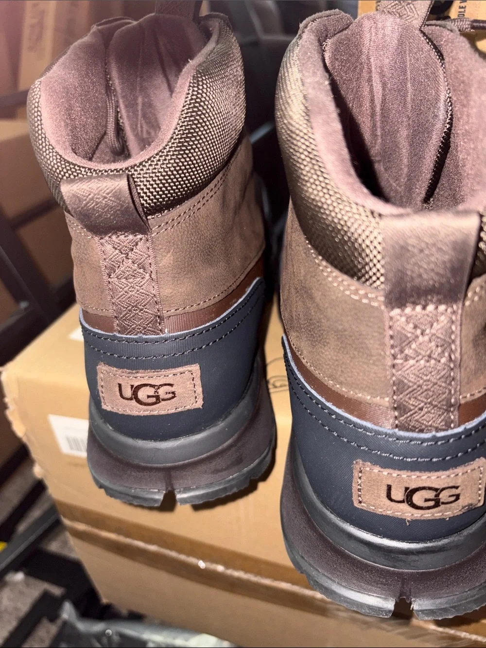 UGG Men's Brown Lace-Up Waterproof Work Boots